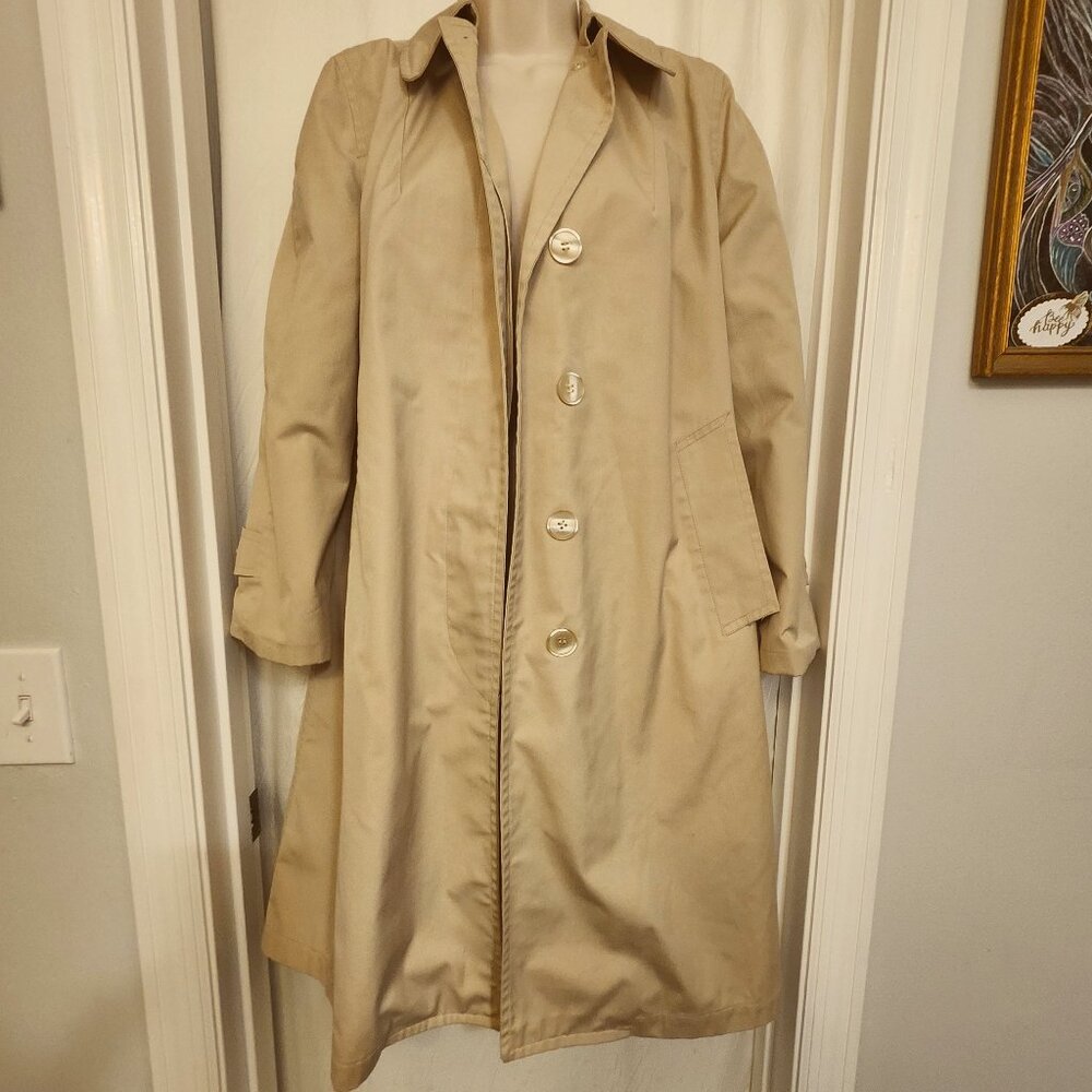 Vintage Women's Clipper Mist All Weather Tan Trench Coat 90s Classic Sz 10P